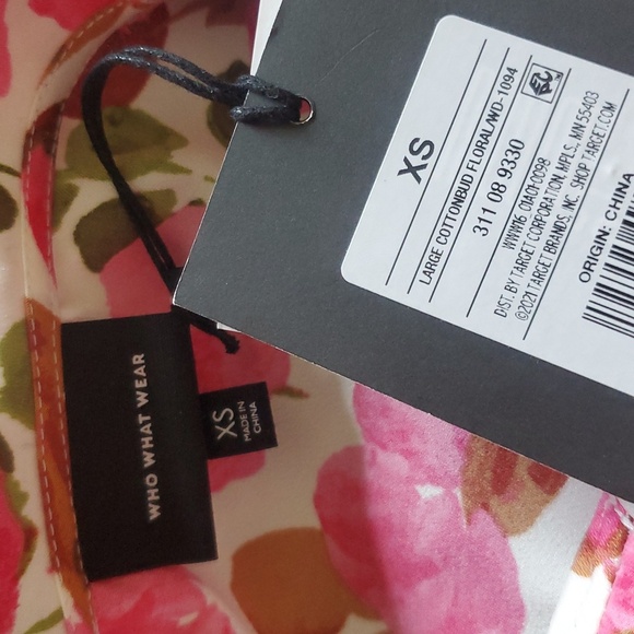 *NWT* Who What Wear What Mini Dress Puff Long Sleeve Pink Floral Collar, XS - Picture 3 of 8